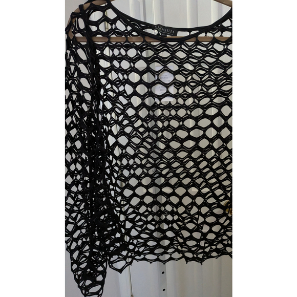NWT Reg $80 Eloquii Black Open Texture Weave Mesh Blouse size 22/24 - Picture 4 of 7